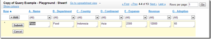 Edit single row in List View